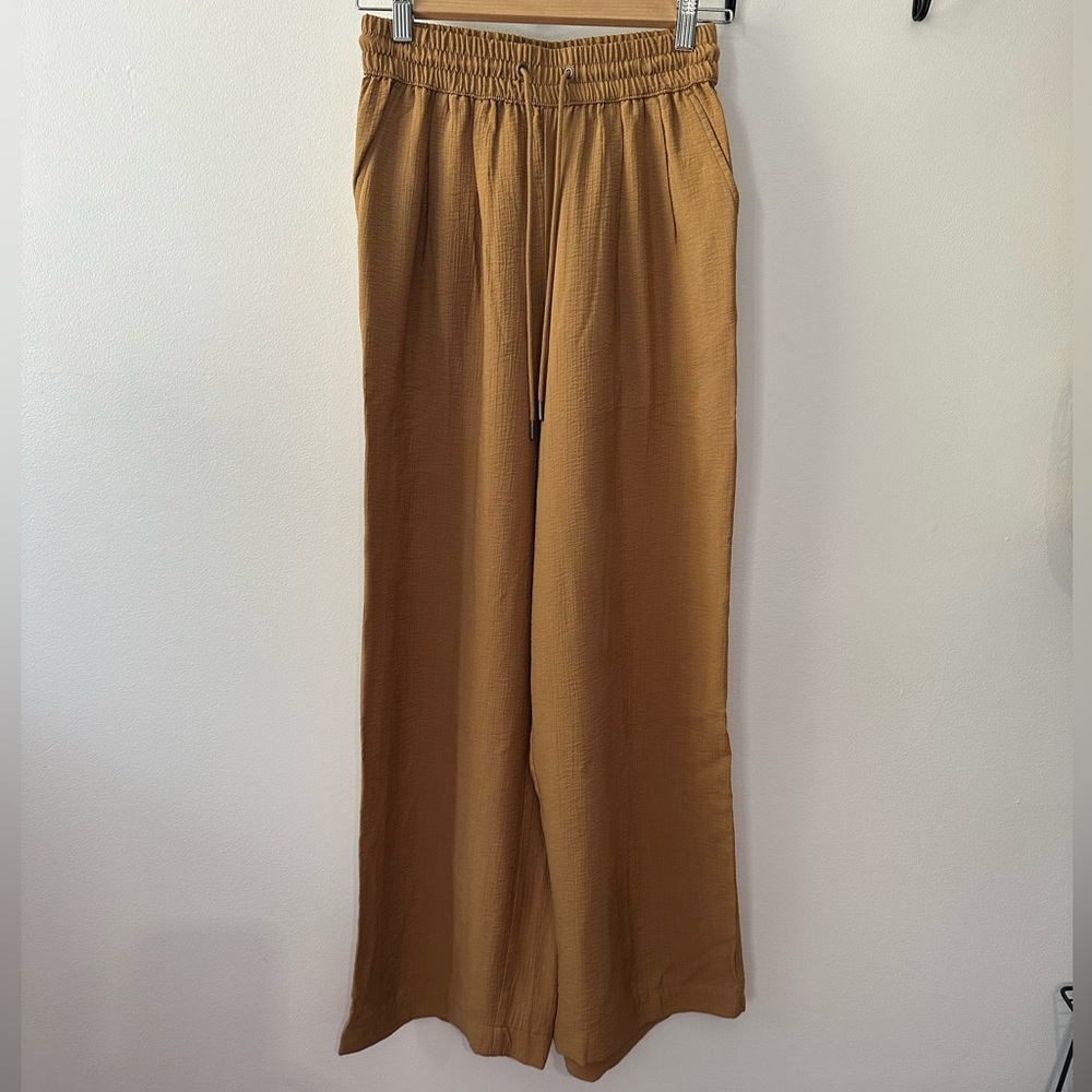 A New Day Tan Flowy Elastic Waist Pants